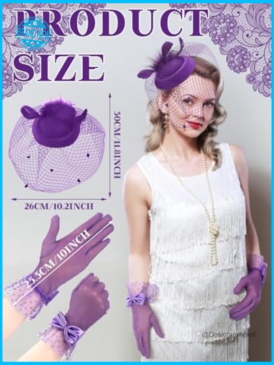 Vintage Fascinator Hat with Lace Gloves for Bridal Tea Party Wedding main image 7